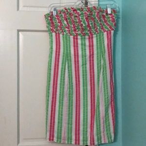Lilly Pulitzer strapless pink and green dress